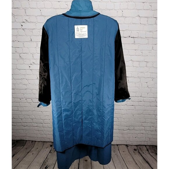 VTG London Fog Maincoats Blue Belt Thinsulate Zip Liner Overcoat Trench USA 14R - Picture 6 of 16